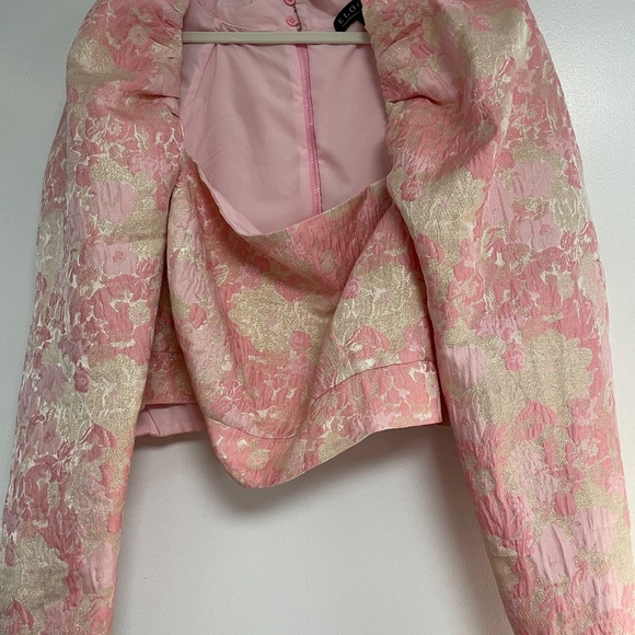 NWT ELOQUII Puff Sleeve Cropped Jacquard Top - Picture 5 of 7